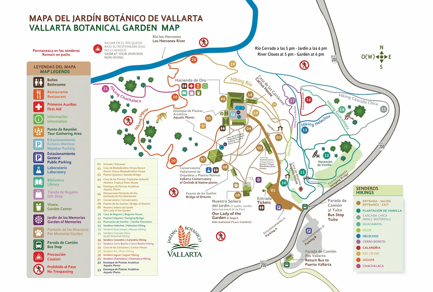 Map of Vallarta Botanical Garden