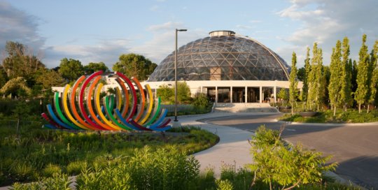 A building with clear roof at Greater Des Moines Botanical Garden