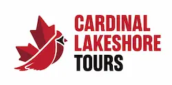 Cardinal lakeshore tours logo with sylized maple leaf and cardinal bird