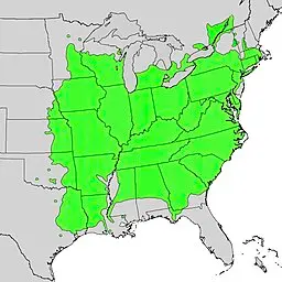 Map of carya cordiformis range