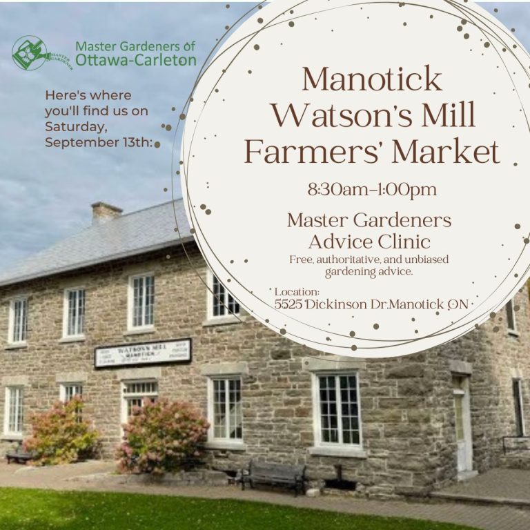 Advice Clinic at Manotick Watson’s Mill Farmers’ Market