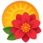 Icon of Mexico with sun and dahlia stylized