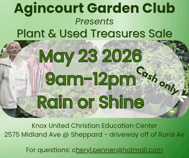Agincourt Garden Club’s Annual Plant, Veg + Gently Used Treasure Sale