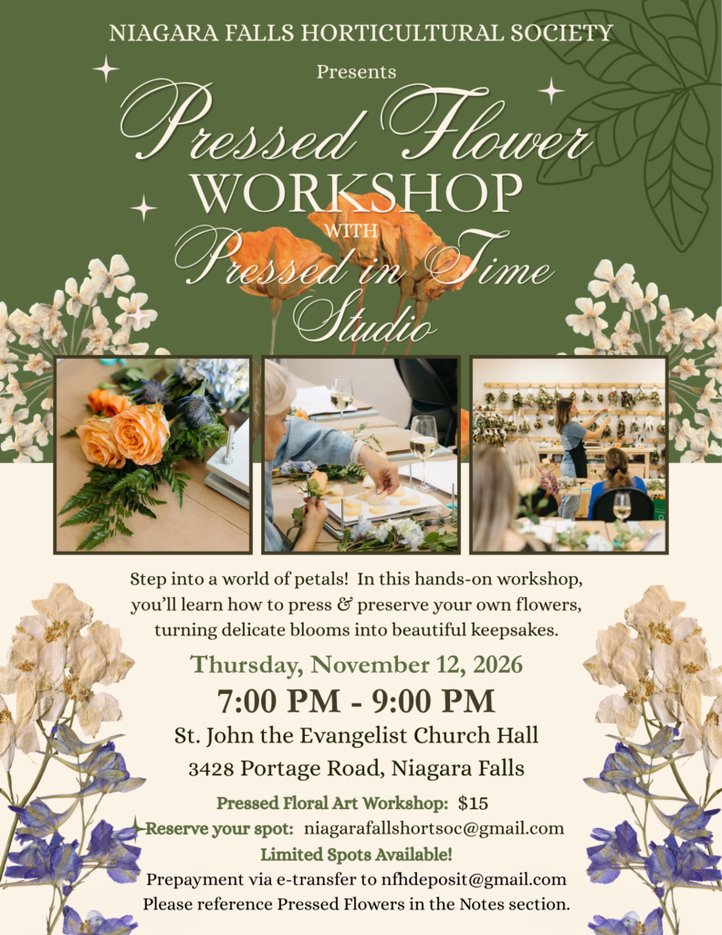 Niagara Falls Horticultural Society presents Pressed Flower Workshop/AGM